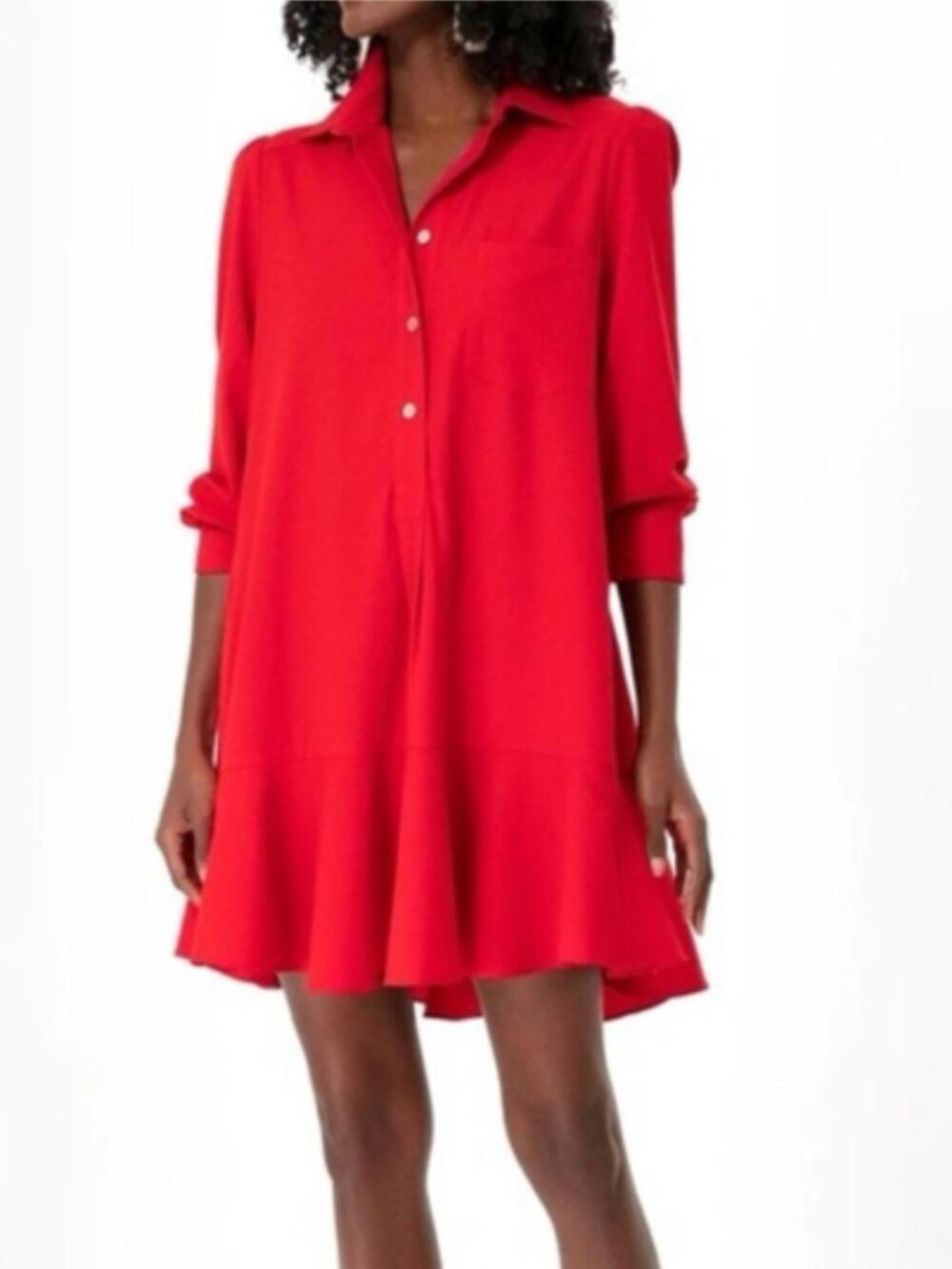 Tuckernuck Red Crepe Callahan Shirt Dress
